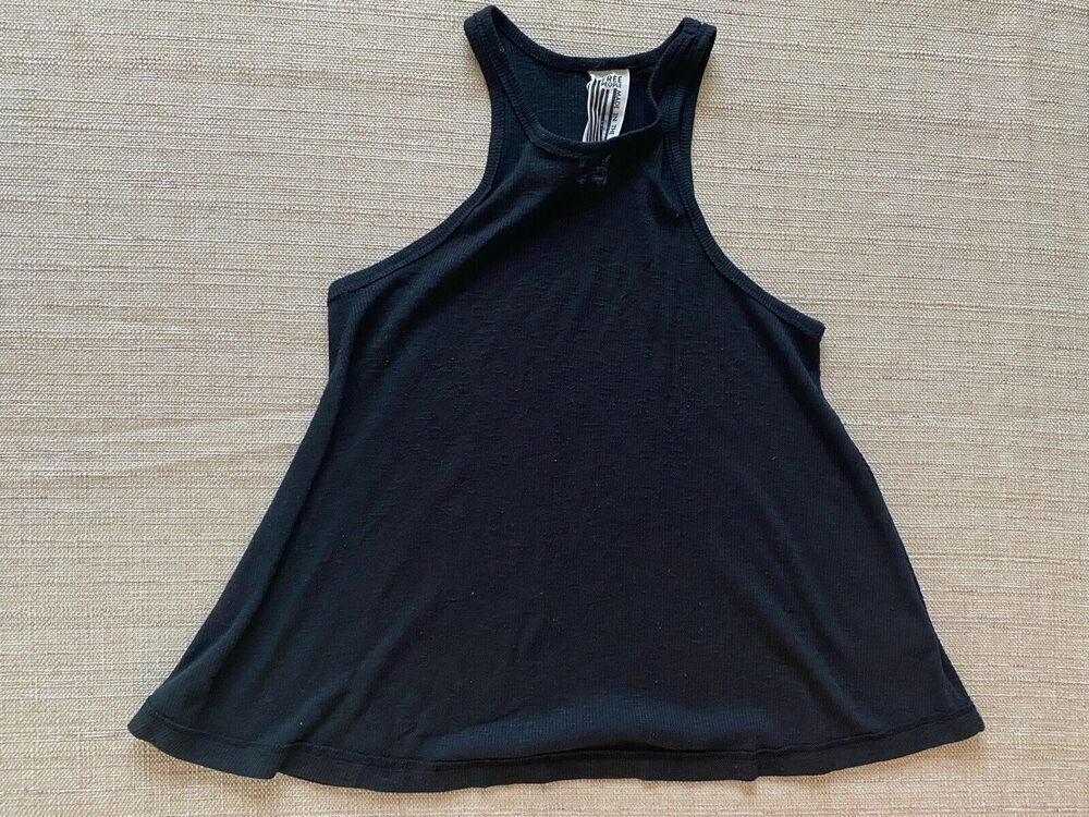 FREE PEOPLE Slub Black Tank XS TP